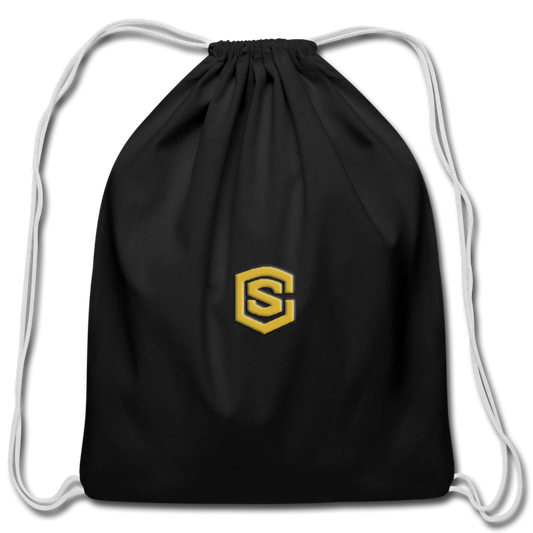 Cotton Drawstring Bag WITH  GOLD LOGO - black