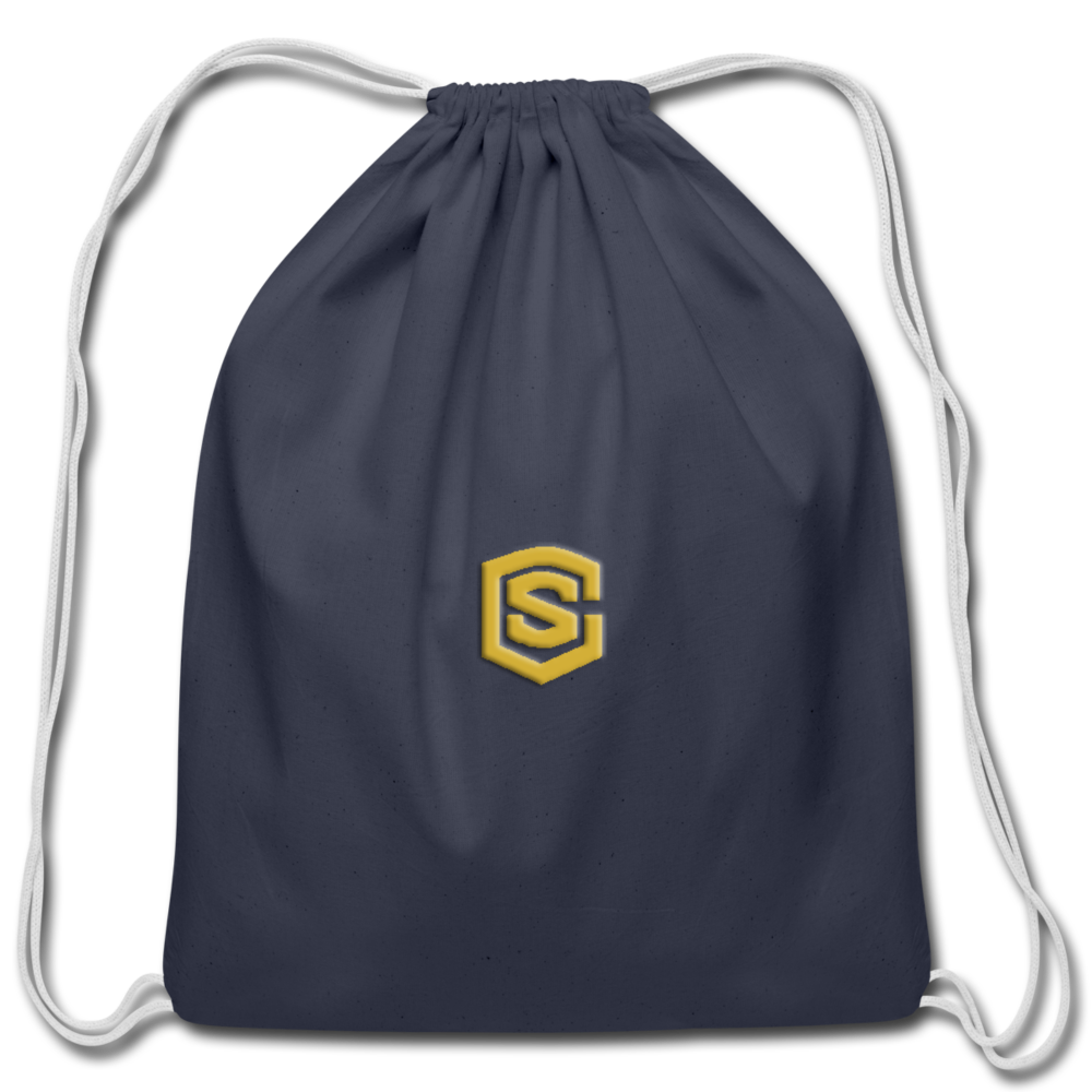 Cotton Drawstring Bag WITH  GOLD LOGO - navy