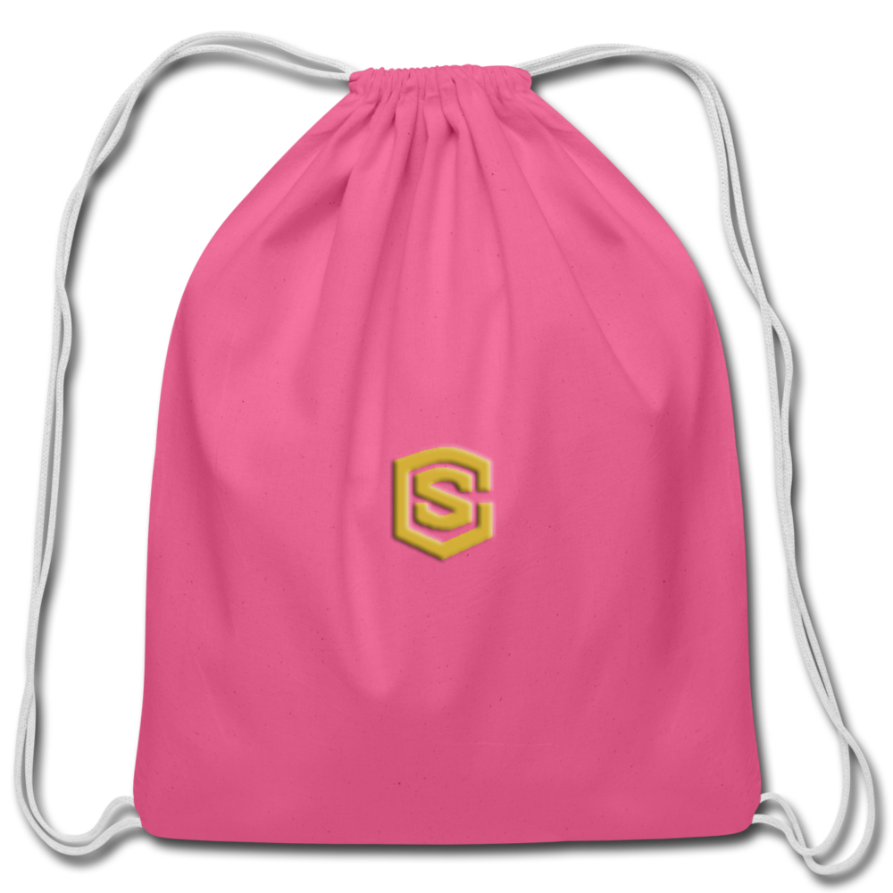 Cotton Drawstring Bag WITH  GOLD LOGO - pink