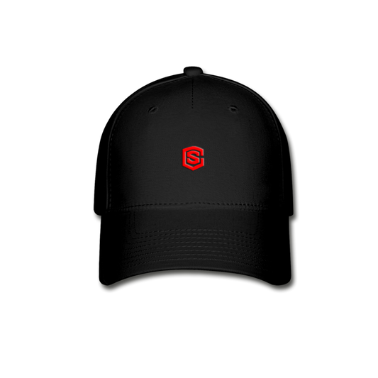 Baseball Cap WITH  RED LOGO - black