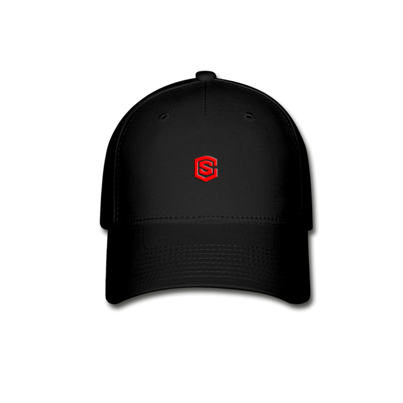 Baseball Cap WITH  RED LOGO - black