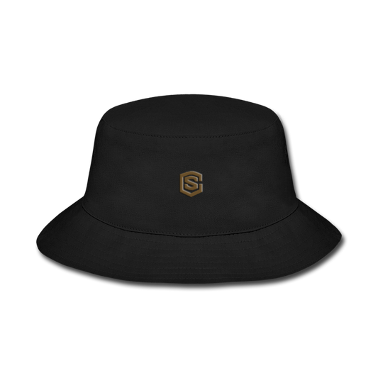 Bucket Hat WITH BROWN  LOGO - black