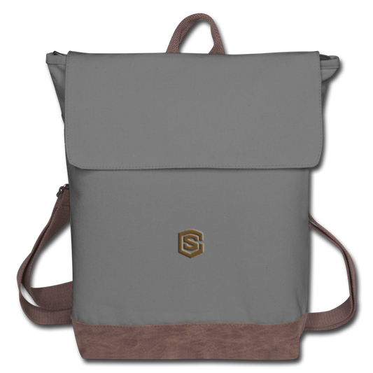 Canvas Backpack WITH  BROWN LOGO - gray/brown
