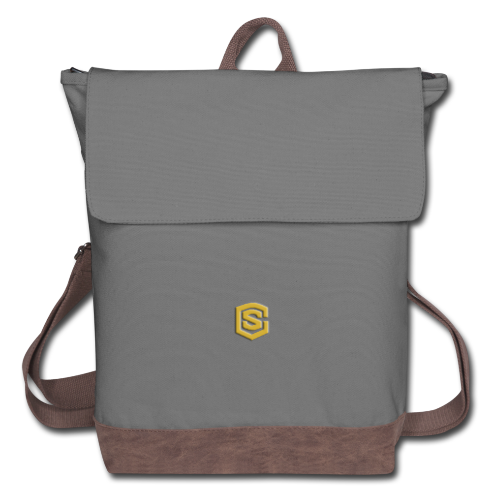 Canvas Backpack WITH GOLD  LOGO - gray/brown
