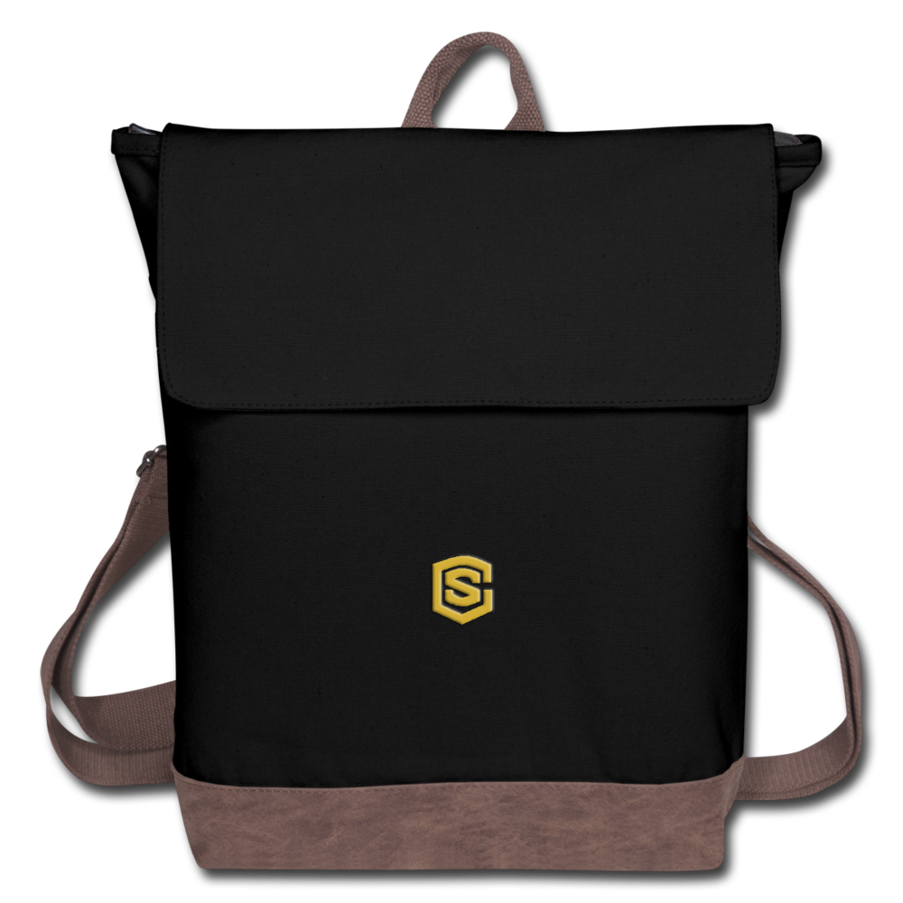 Canvas Backpack WITH GOLD  LOGO - black/brown