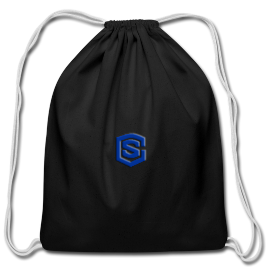 Cotton Drawstring Bag WITH BLUE  LOGO - black