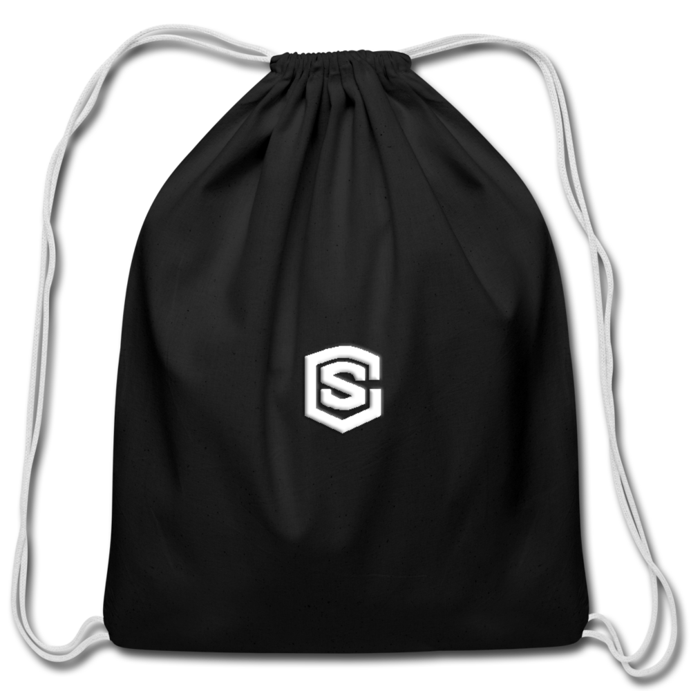 Cotton Drawstring Bag WITH WHITE  LOGO - black