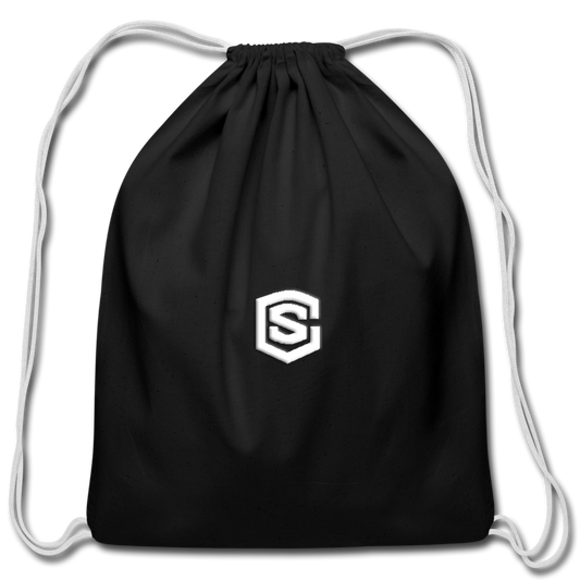 Cotton Drawstring Bag WITH WHITE  LOGO - black
