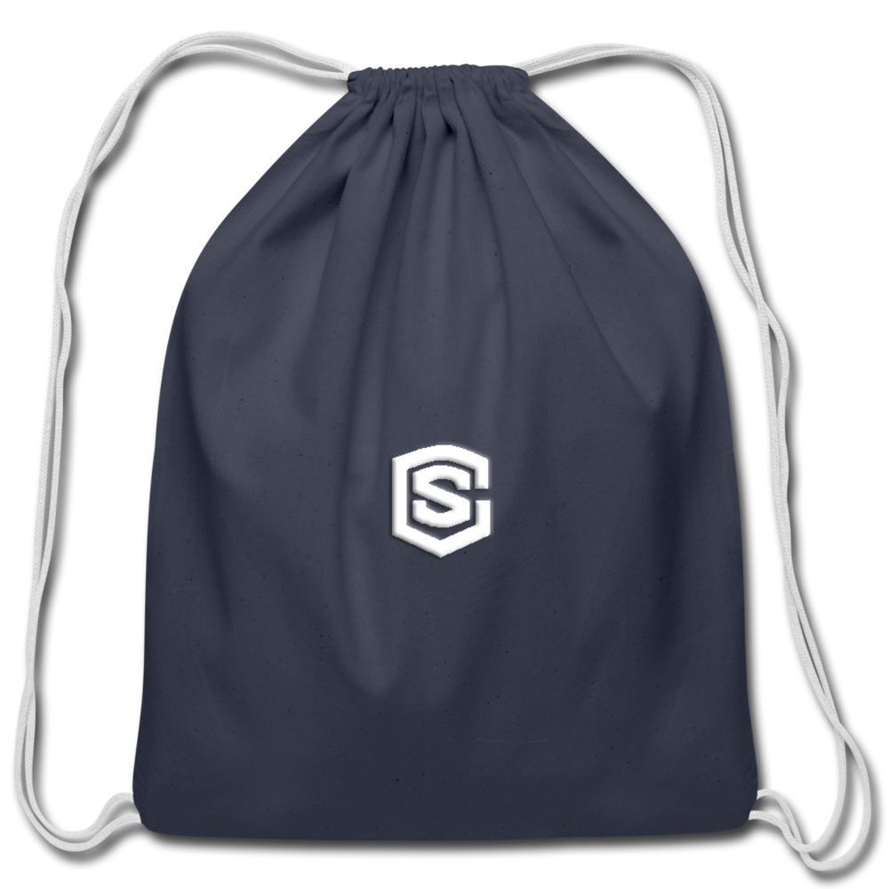 Cotton Drawstring Bag WITH WHITE  LOGO - navy
