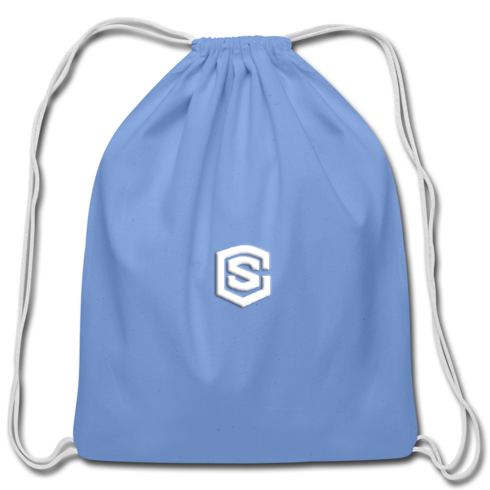 Cotton Drawstring Bag WITH WHITE  LOGO - carolina blue