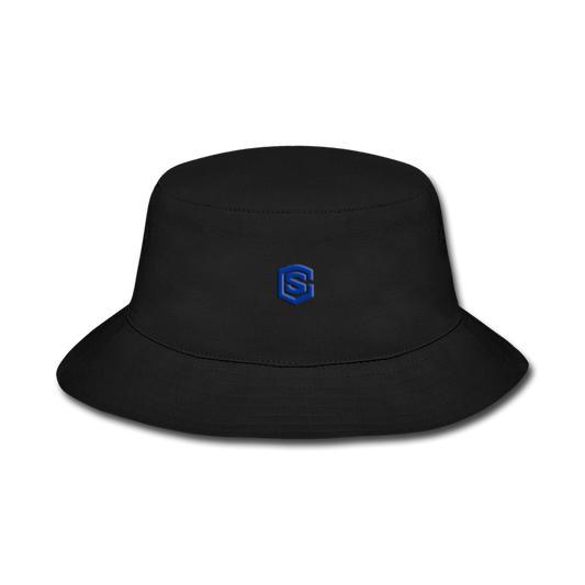 Bucket Hat WITH BLUE  LOGO - black