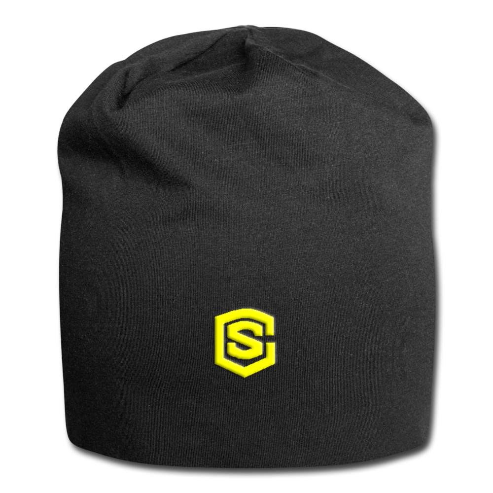 Jersey Beanie WITH  YELLOW  LOGO - black