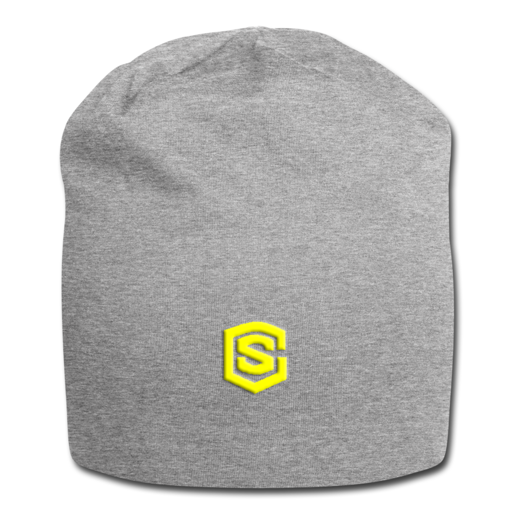 Jersey Beanie WITH  YELLOW  LOGO - heather gray