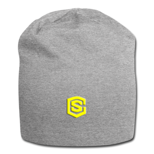 Jersey Beanie WITH  YELLOW  LOGO - heather gray