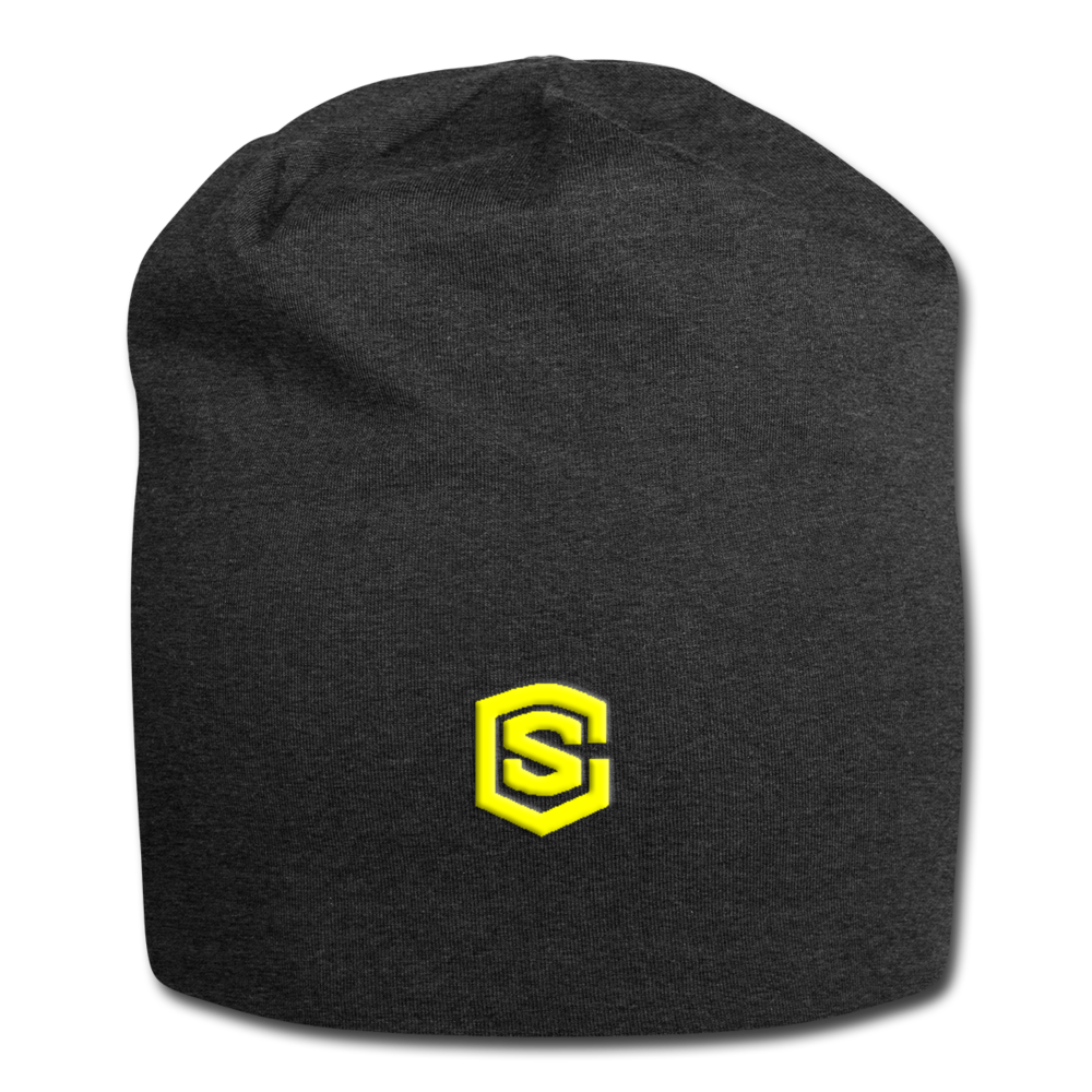 Jersey Beanie WITH  YELLOW  LOGO - charcoal gray