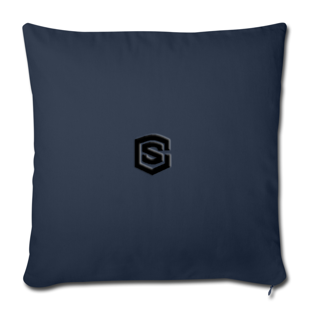 Throw Pillow Cover 18” x 18” WITH BLACK  LOGO - navy