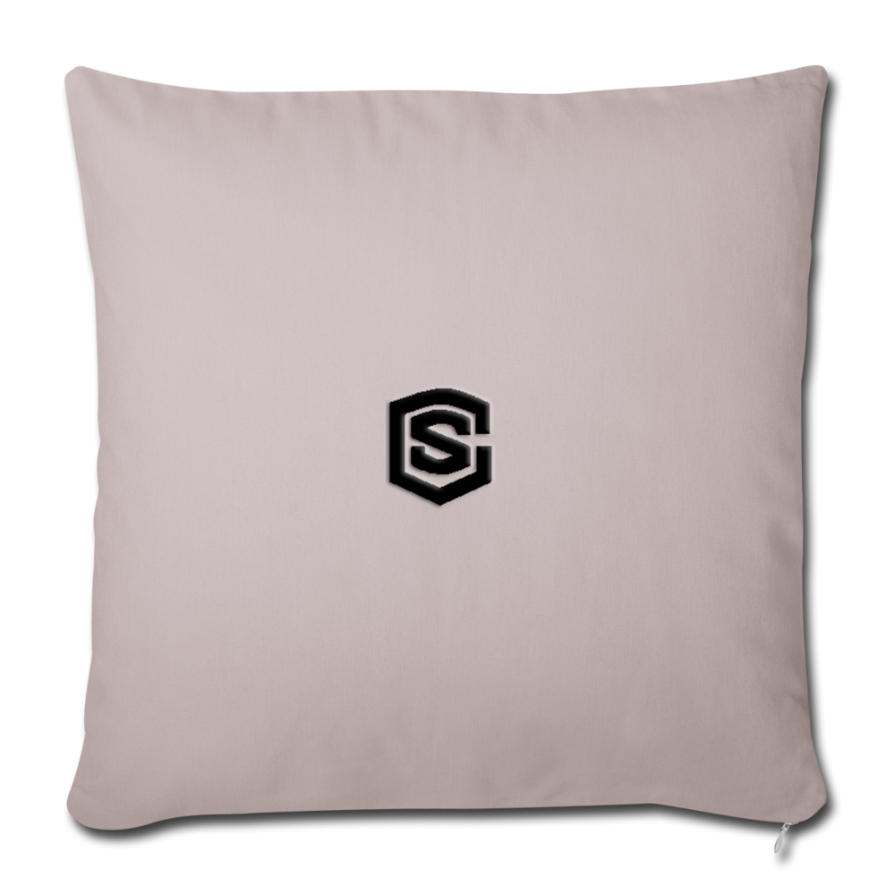 Throw Pillow Cover 18” x 18” WITH BLACK  LOGO - light taupe