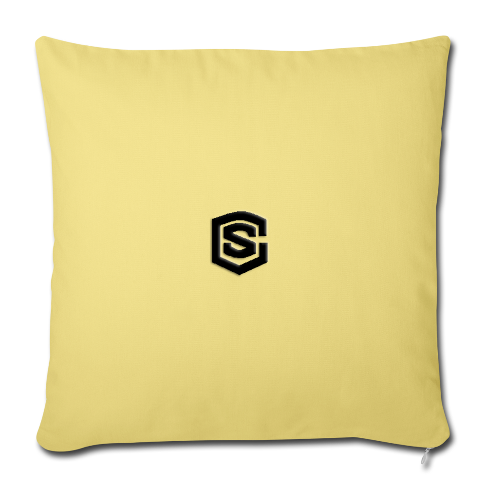Throw Pillow Cover 18” x 18” WITH BLACK  LOGO - washed yellow