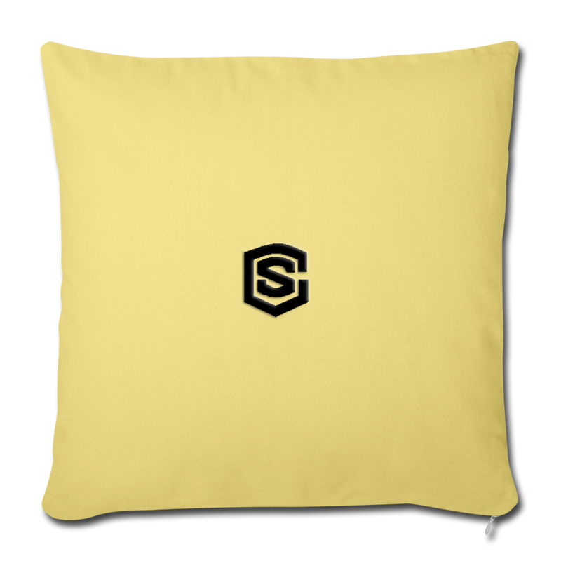 Throw Pillow Cover 18” x 18” WITH BLACK  LOGO - washed yellow