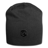 Jersey Beanie WITH BLACK  LOGO - charcoal gray