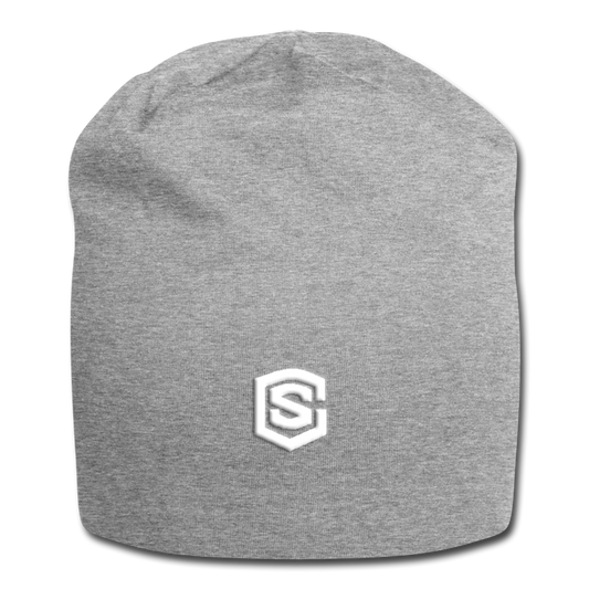 Jersey Beanie WITH WHITE  LOGO - heather gray