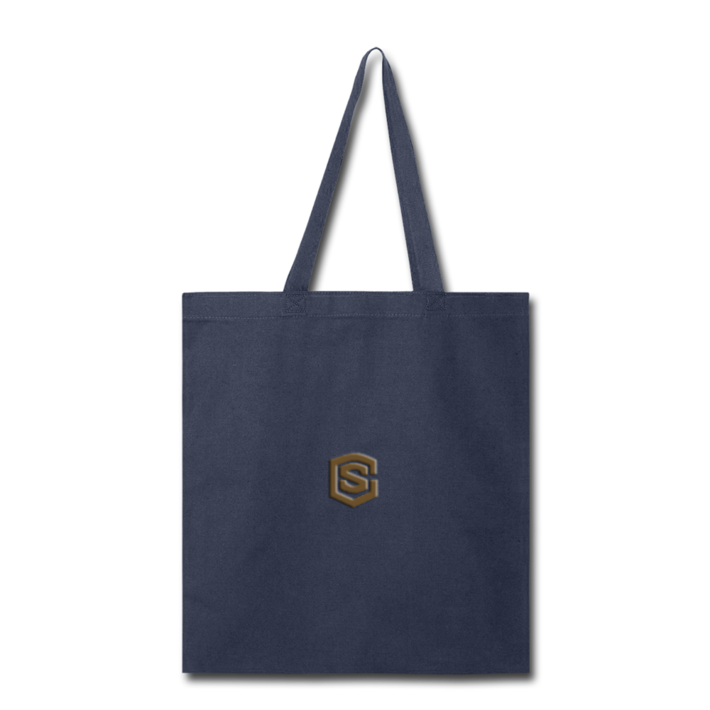 Tote Bag WITH BROWN  LOGO - navy