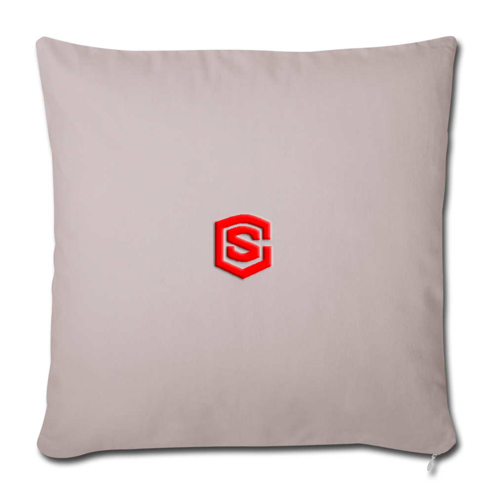 Throw Pillow Cover 18” x 18” WITH RED  LOGO - light taupe
