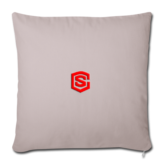 Throw Pillow Cover 18” x 18” WITH RED  LOGO - light taupe