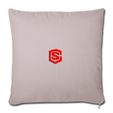Throw Pillow Cover 18” x 18” WITH RED  LOGO - light taupe