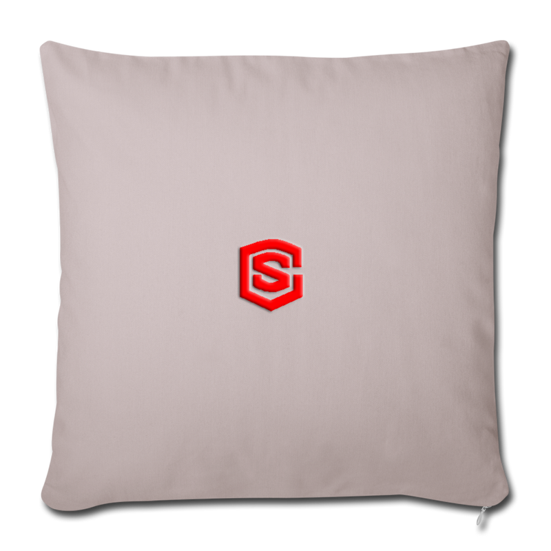 Throw Pillow Cover 18” x 18” WITH RED  LOGO - light taupe