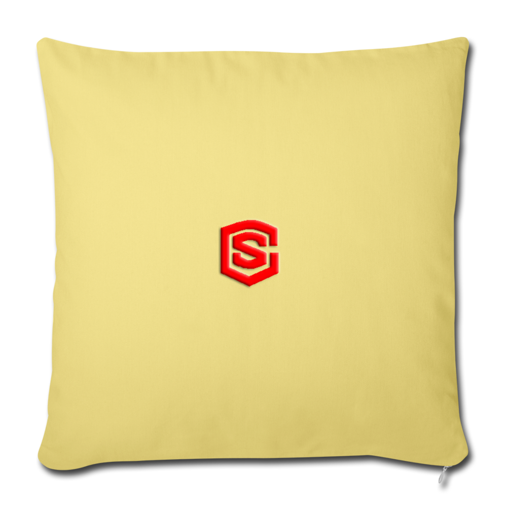 Throw Pillow Cover 18” x 18” WITH RED  LOGO - washed yellow