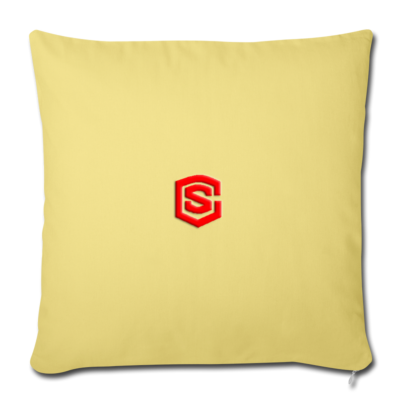 Throw Pillow Cover 18” x 18” WITH RED  LOGO - washed yellow