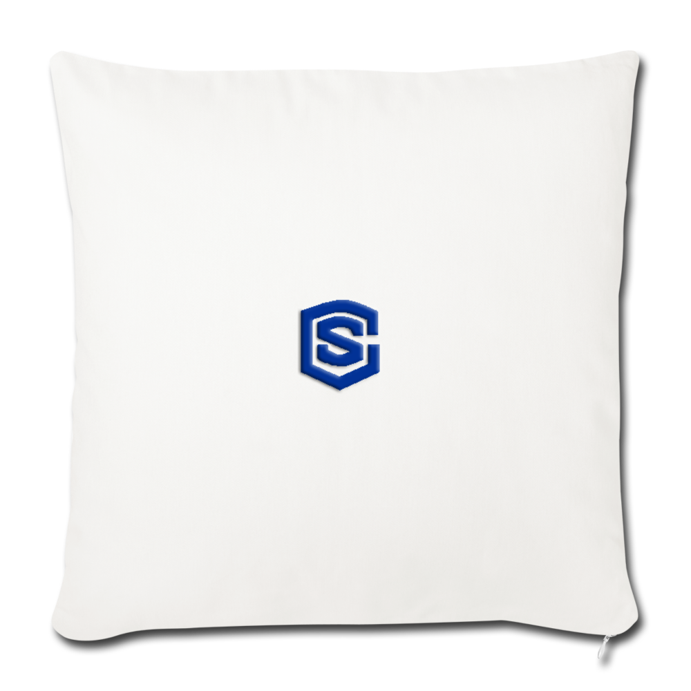 Throw Pillow Cover 18” x 18” WITH BLUE  LOGO - natural white