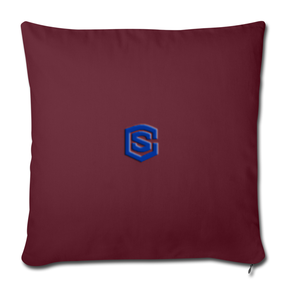 Throw Pillow Cover 18” x 18” WITH BLUE  LOGO - burgundy