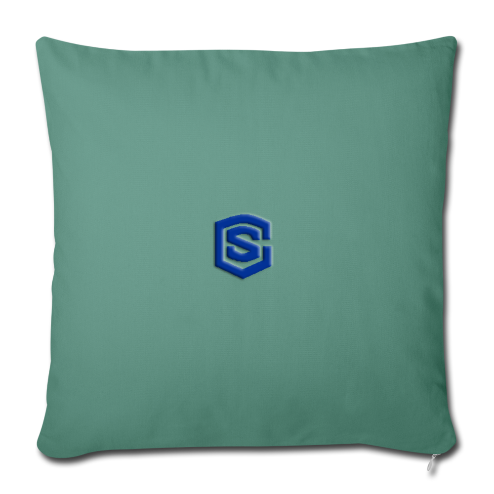 Throw Pillow Cover 18” x 18” WITH BLUE  LOGO - cypress green