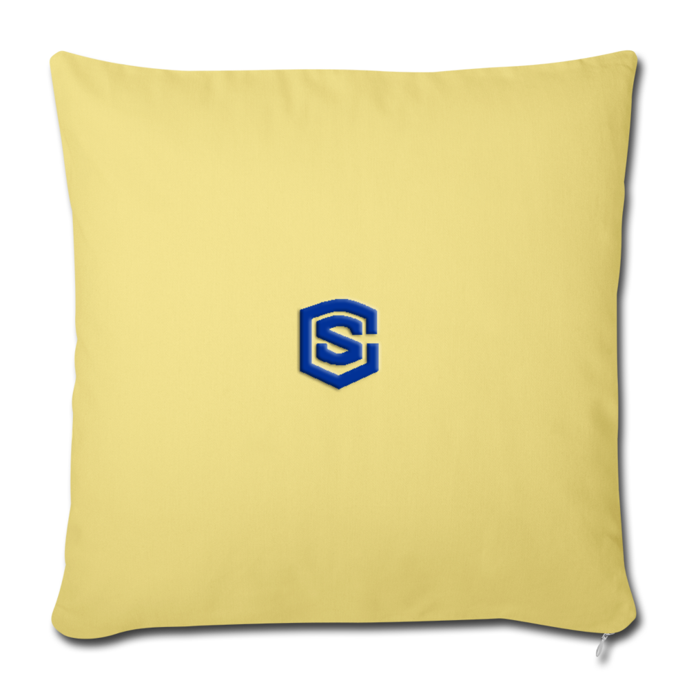 Throw Pillow Cover 18” x 18” WITH BLUE  LOGO - washed yellow