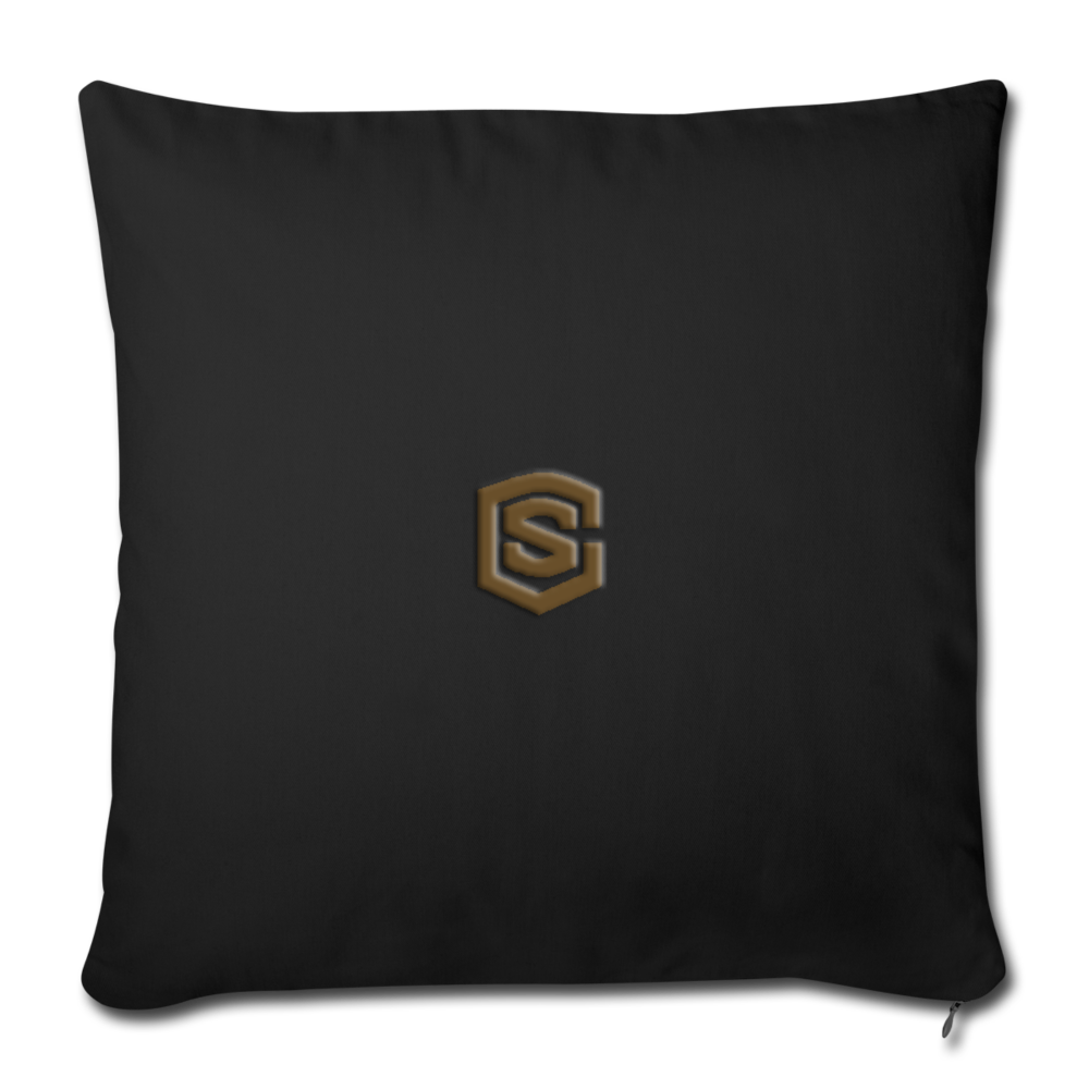 Throw Pillow Cover 18” x 18” WITH BROWN  LOGO - black
