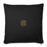Throw Pillow Cover 18” x 18” WITH BROWN  LOGO - black