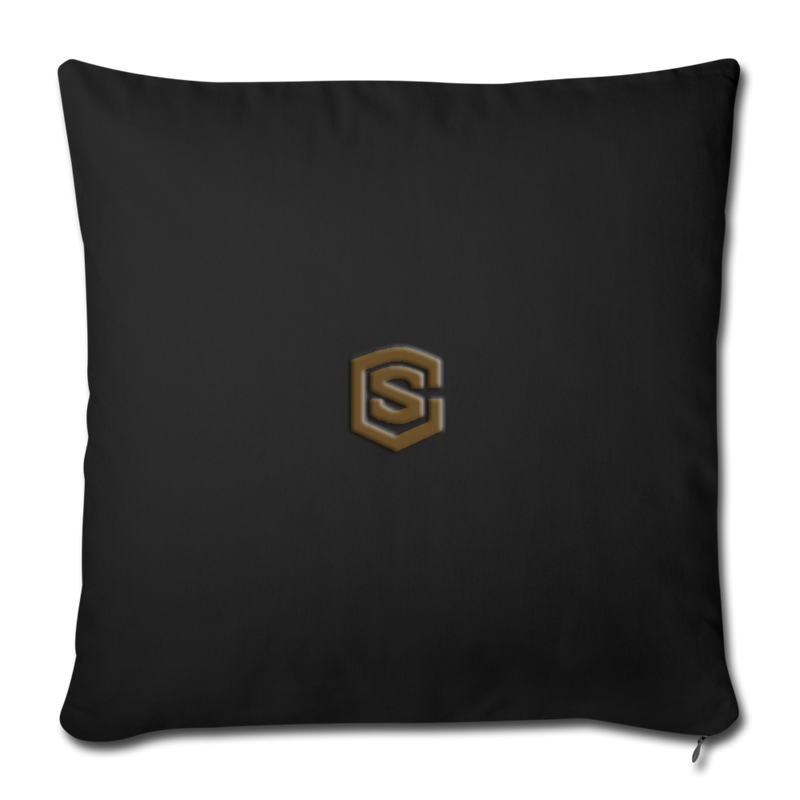 Throw Pillow Cover 18” x 18” WITH BROWN  LOGO - black