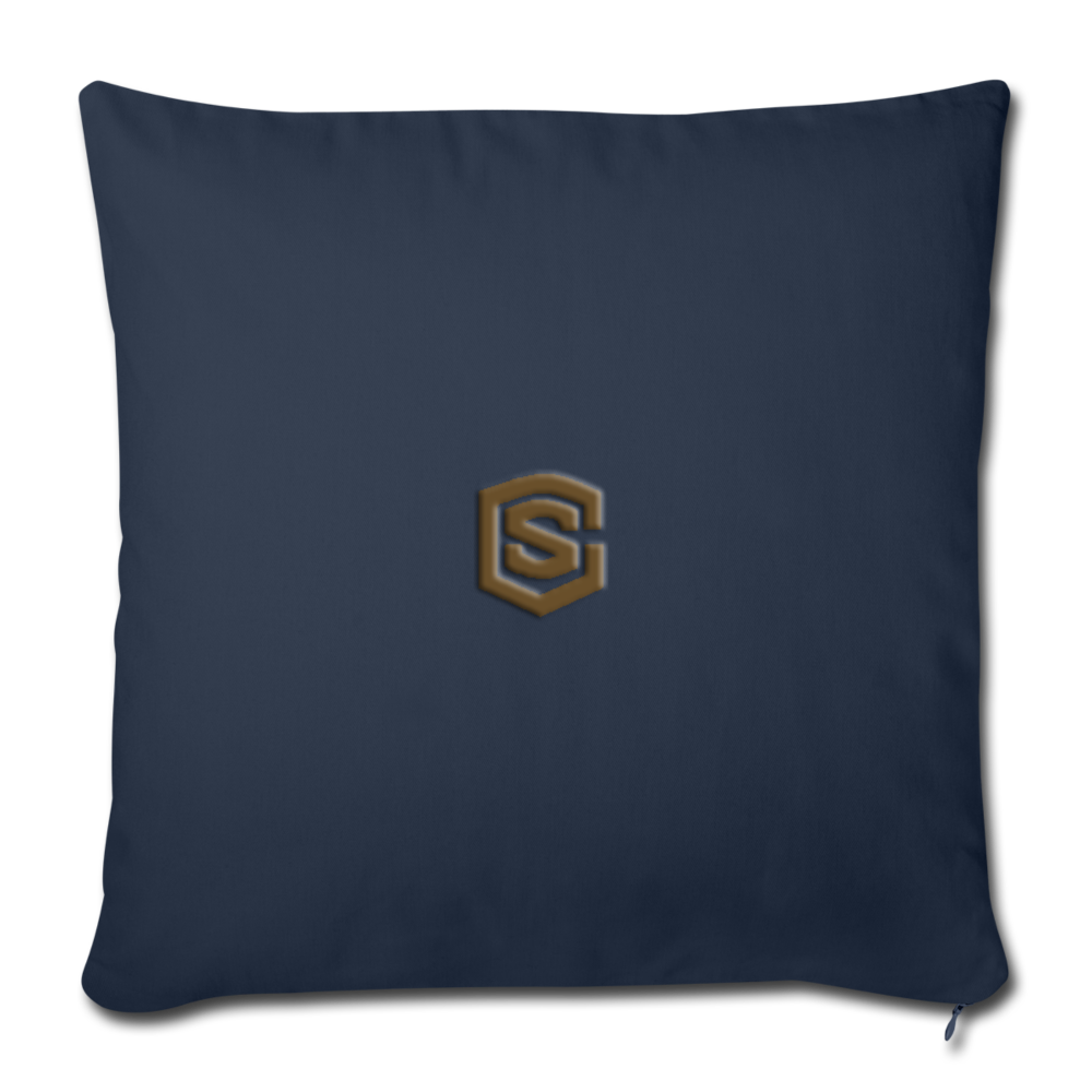 Throw Pillow Cover 18” x 18” WITH BROWN  LOGO - navy