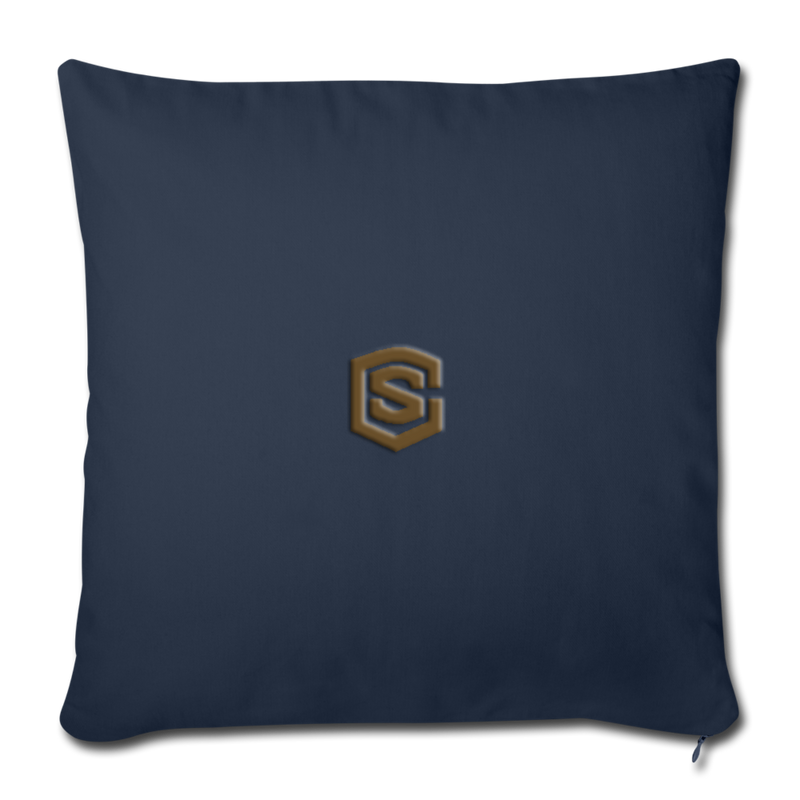 Throw Pillow Cover 18” x 18” WITH BROWN  LOGO - navy