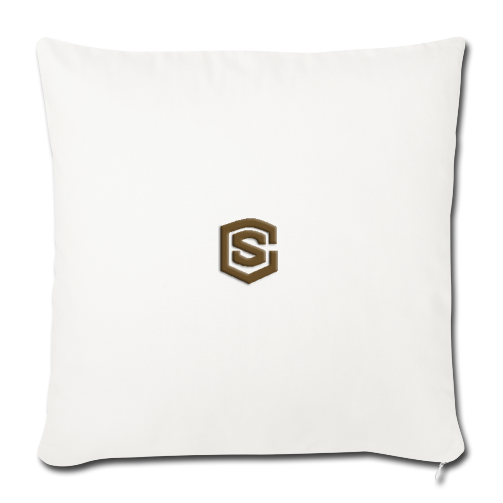 Throw Pillow Cover 18” x 18” WITH BROWN  LOGO - natural white