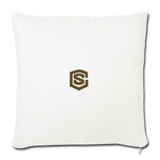 Throw Pillow Cover 18” x 18” WITH BROWN  LOGO - natural white