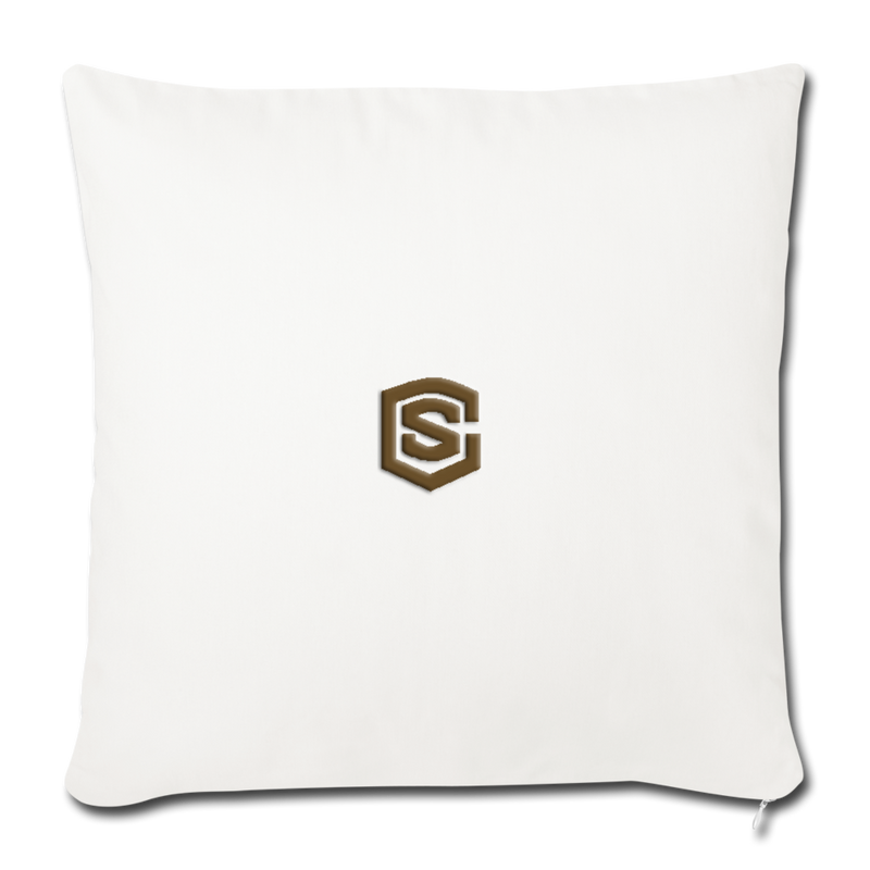 Throw Pillow Cover 18” x 18” WITH BROWN  LOGO - natural white