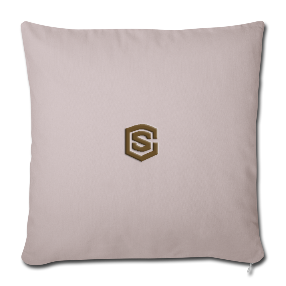 Throw Pillow Cover 18” x 18” WITH BROWN  LOGO - light taupe