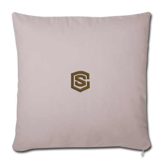Throw Pillow Cover 18” x 18” WITH BROWN  LOGO - light taupe