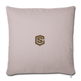 Throw Pillow Cover 18” x 18” WITH BROWN  LOGO - light taupe
