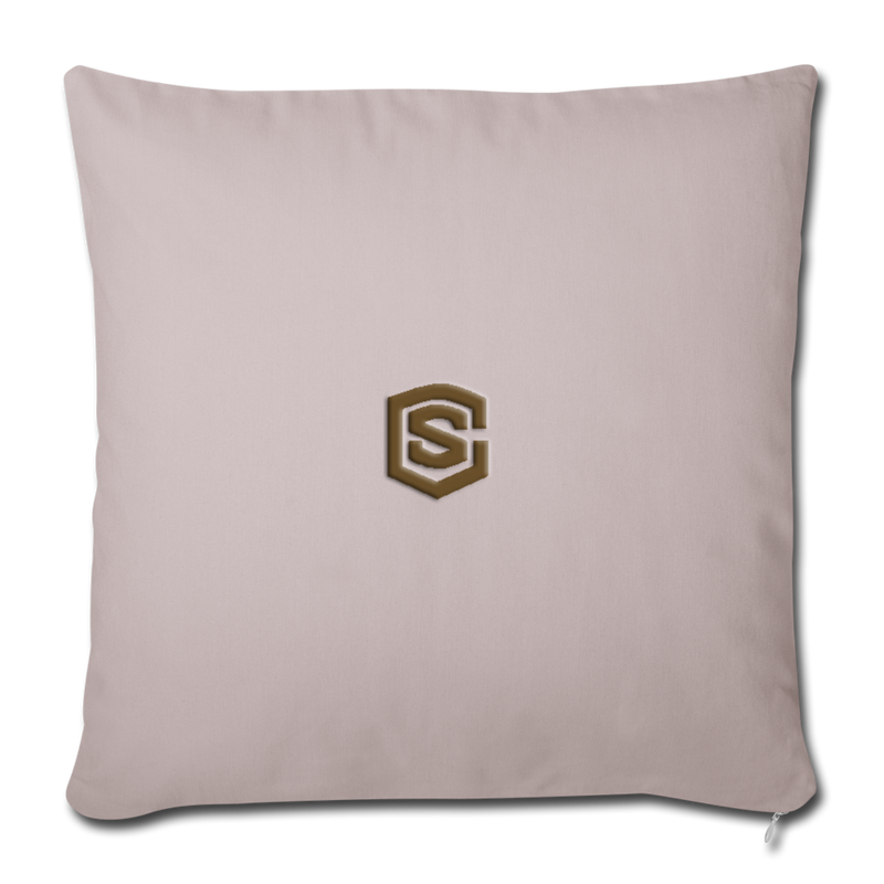 Throw Pillow Cover 18” x 18” WITH BROWN  LOGO - light taupe