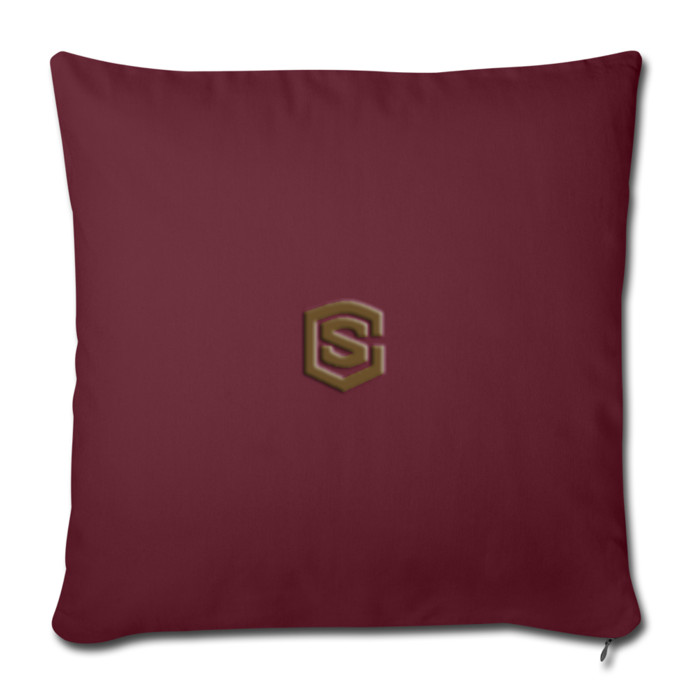 Throw Pillow Cover 18” x 18” WITH BROWN  LOGO - burgundy