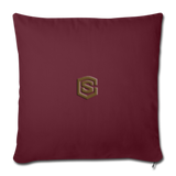 Throw Pillow Cover 18” x 18” WITH BROWN  LOGO - burgundy